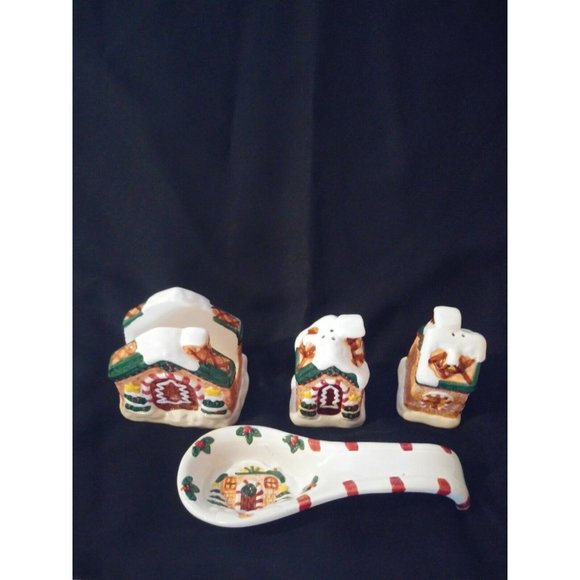 Holiday Home Earthenware Ceramic Christmas 4 Piece Tabletop Set - Picture 2 of 12
